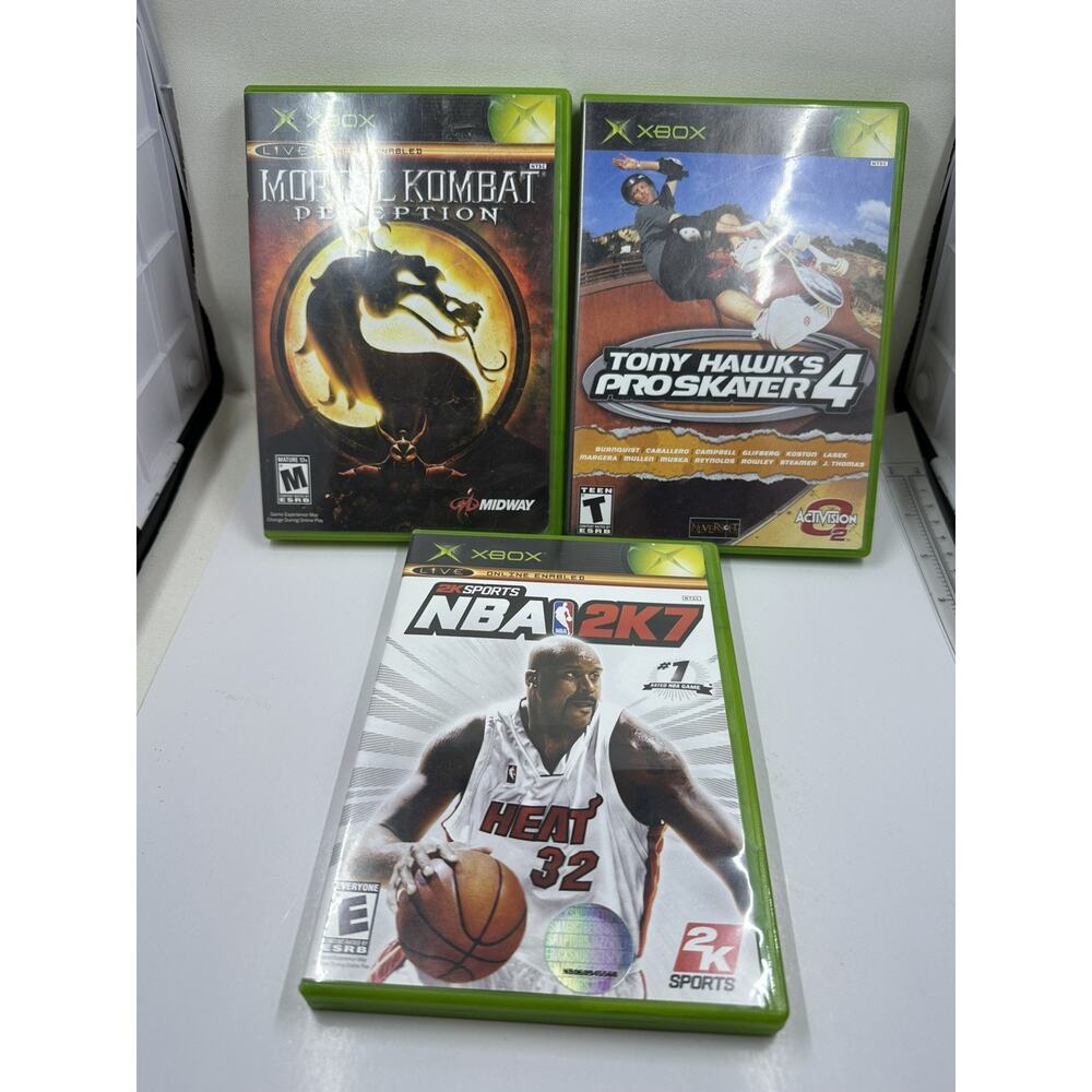 Original XBox Video Game Bundle Lot Tony Hawk 4 Mortal Kombat Deception NBA 2K7